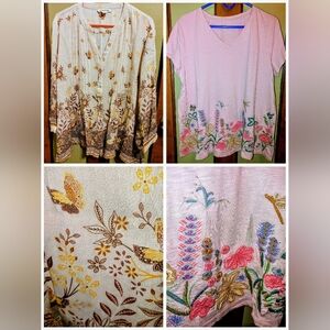 🌼🦋 2 PXL Coldwater Creek Tops: Spring Nature Bundle